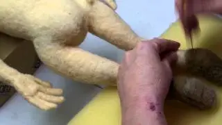 Needle felting a boot on my Daryl Dixon Doll. Part 1