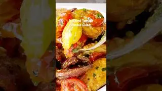 Roasted Tomato Potato Salad #vegetarianrecipes #potatosalad #pesto #saladrecipe