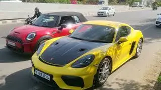 porsche 718cayman gt4 vs mini cooper#like#carlovers #ytshorts #supercars #viral #status