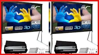 Elite Screens Yard Master 2, 90 inch Indoor Outdoor Portable Fast Folding Projector Screen w Stand
