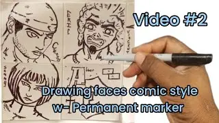 Drawing Close-up Character Faces (Permanent marker) Stickers 
