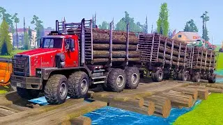 Spintires: MudRunner Mods | Trucks with Driving Up Extreme Slopes Ep38 #mudrunner