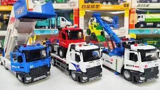Diecast Trucks Of Passenger Stair Truck, Flatbed Truck, Tow Truck