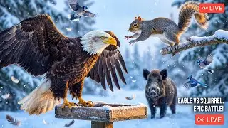 🔴 Cozy Snow Bird Feeder 24/7 ❄️ Cardinals, Blue Jays & Quiet Winter Life & Sleep