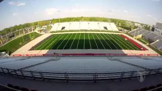 Ball State University's Scheumann Stadium field turf installation time-lapse