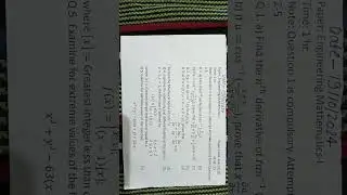 Mjpru B.Tech I Sem I -Mid Exam-2024 Engineering mathematics-I