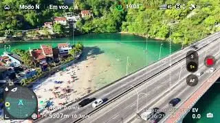 Voo Dji Air 3S com 4G voando 12 km nas praias e lagoas da Barra da Tijuca.
