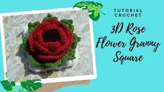 How To Crochet 3D Rose Flower Granny Square #59