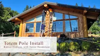 Totem Pole getting installed out front of Art Gallery | Northwest Coast Art