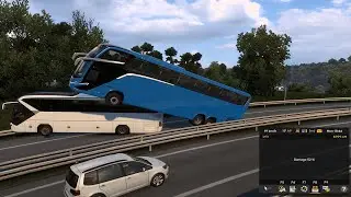 ETS2 A coach bus with high speed and many crashes