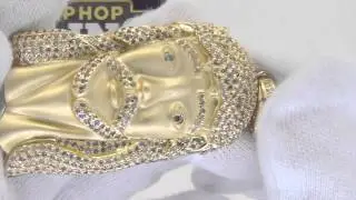Canary on Gold Large Jesus Piece | Micropave Hip Hop Jewelry