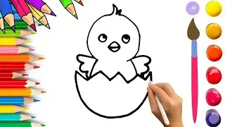 How To Draw cute Baby Chicken Drawing, Painting & Coloring For Kids and Toddlers_🌈🎨