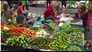 Asian Street Food,  Daily Life In Cambodian Market, Asian Market Street Food