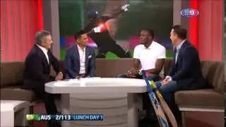 Usain Bolt's demo on how to bat and celebrate