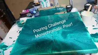 DA10 Acrylic Pouring~ Green Monochromatic Pour 91% Alcohol and Really Cool Cells