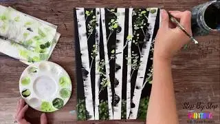 Birch Tree Acrylic Painting With Modeling Paste Medium (Process Video)