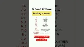 10 August IELTS reading answers|answers of 10 August IELTS reading #reading @ieltswithsidhu45