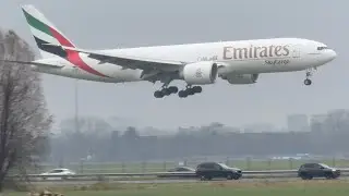 BOEING 777-F EMIRATES SKYCARGO DUBAI TO AMSTERDAM LANDING SCHIPHOL AIRPORT PLANE SPOTTING A6EFU