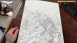 Prepping art for Judge Dredd samurai style painting
