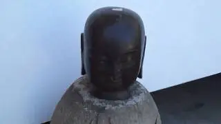 Chinese Black Stone Hand Carving Monk Head Statue WK1920