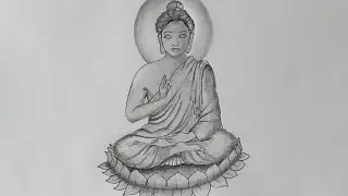 How to draw Lord Buddha  pencil drawing tutorial for beginners step by step