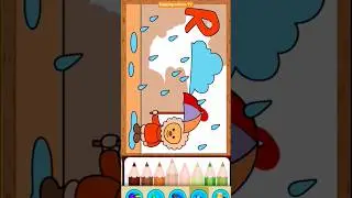 Rainy Day Coloring | Cute boy with Umbrella Drawing for Kids | Easy Coloring #animation #shorts