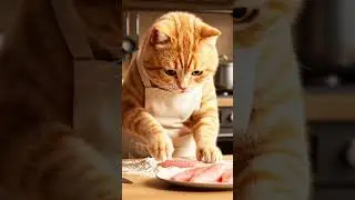 Cute Cat Frying Fish 😸🍳 | Funny AI Cooking Short