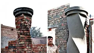 how to plaster round pilar design? pakistani mistari