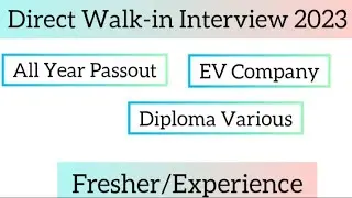 Direct Walk-in For Diploma | EV Plant Recruitment 2023 | Diploma Jobs 2023 | Latest Job Updates 2023