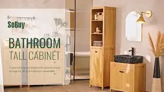 SoBuy Bathroom tall cabinet丨Storage cabinet丨Bathroom cabinet丨Cupboard丨Tall cabinet丨BZR95-SN