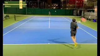 3.0 Girl vs 3.0 Lefty Guy w Big Slice Serves - Full Mixed Singles Tennis Match