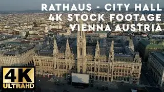 RATHAUS TOWN HALL VIENNA AERIAL DRONE SHOT - 4K STOCK FOOTAGE AERIAL SHOTS