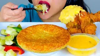 ASMR KFC CHICKEN POT PIE, FRIED CHICKEN & QUESO CHEESE DIP (MUKBANG / EATING SOUNDS) NO TALKING