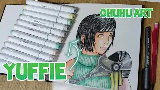 Drawing Yuffie Kisaragi from Final Fantasy 7 | Ohuhu Brush Markers