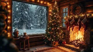 🎄 Cozy Christmas Fireplace Crackling Sounds | Winter Cabin Ambience | No Music (Live)