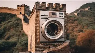 Washing machine sound with Midjourney fantasy images & animation in famous locations