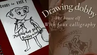 How to draw dobby the house elf from Harry Potter | Faux calligraphy with sketching