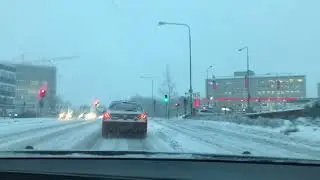 Sweden, Stockholm Driving During Heavy Snow | Kraftigt Sn&ouml;fall I Stockholm