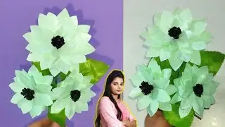 How To Make Beautiful Flower Form Plastic Bag || Diy : Handmade Crafts || Carry Bag Reuse Flower ||