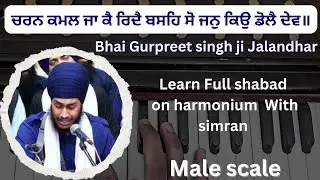 Learn~ charan kamal jaa kae ridhye baseye on harmonium (Bhai Gurpreet singh ji Jalandhar) Male scale