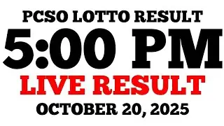 Lotto Result Today 5:00 PM Draw October 20, 2025 PCSO LIVE Result