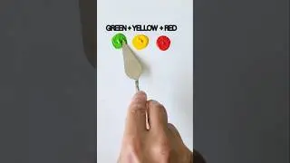 Mixing green yellow and red what colour does it make #colormixing #colourmixing #guessthecolour