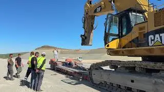 Caterpillar 385C Excavator Transport After Road Excavation Project - 4K - Sotiriadis/Labrianidis