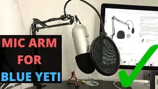 Microphone Stand Set Up For Blue Yeti + Windscreen + POP Filter