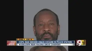 Cops: Man smoked crack in police station