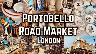 VLOG Portobello Road Market, Notting Hill, London (Vintage, Antique, Retro Shops, Buffet Restaurant)