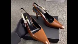 Saint Laurent LEE Slingback Brown Leather Pumps available on Wornright Authenticated Luxury