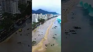 #onda gigante se forma ap&oacute;s #mar recuar e invade cidade #youtubeshorts #viralshorts #tsunami