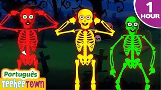 Cabe&ccedil;a, ombros, joelhos e dedos dos p&eacute;s 💀| M&uacute;sicas de esqueleto para crian&ccedil;as | Casa Teehee