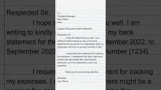 Application for Bank Statement | Writing Salon